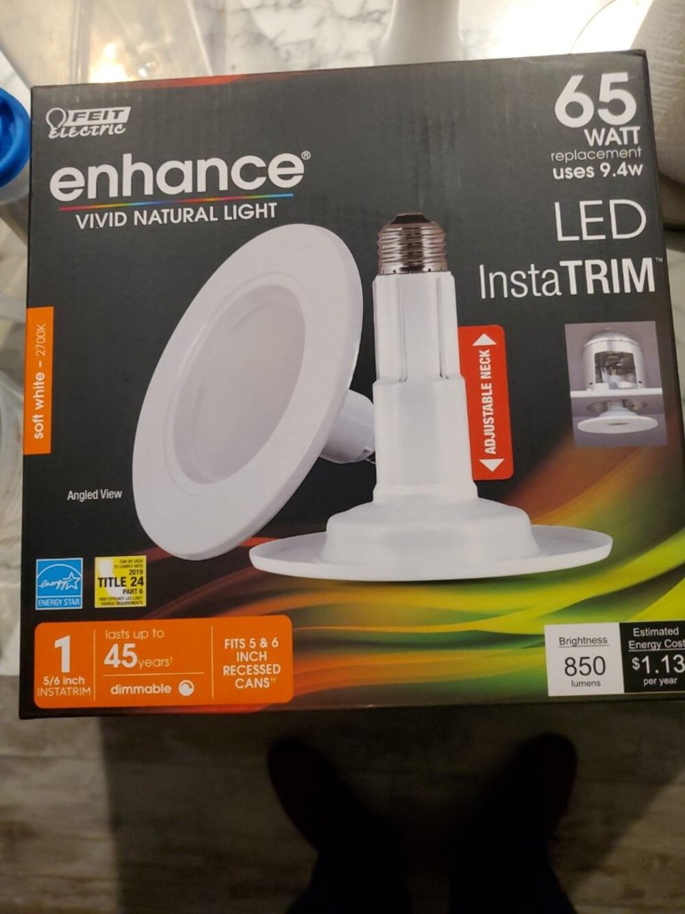 Feit Electric 5/6 in. 65 Watt Equiv LED White InstaTrims Adjustable Neck